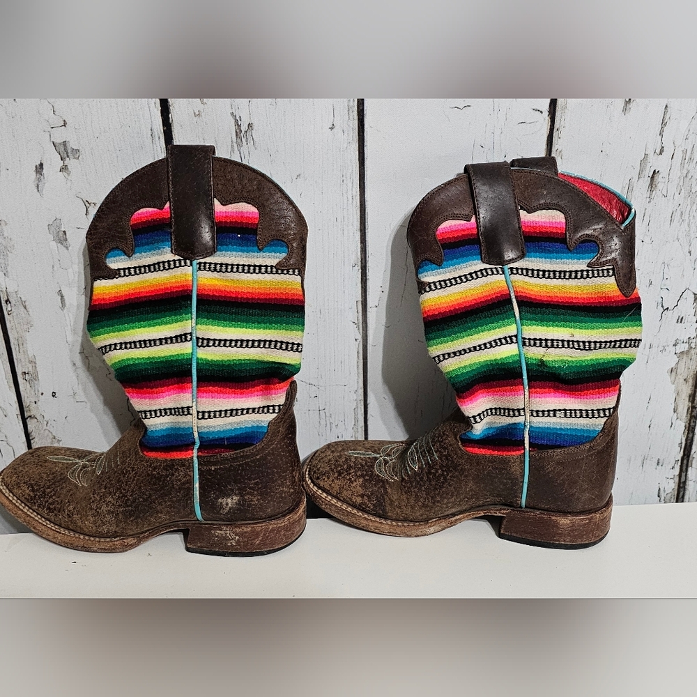 Multicolor Striped Western Boots Kids Size 12 Maci Bean
